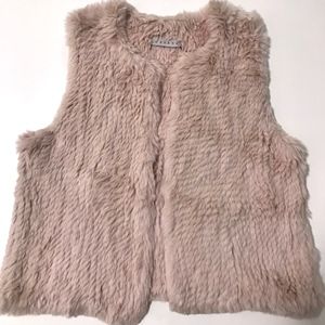 Real Rabbit Fur Vest Pink Beige H Brand